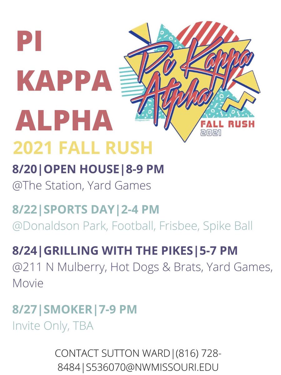 NWMSUPikes's tweet photo. If you haven’t already, register for recruitment (link in bio) and we’ll see you at these events coming up 😎🔥
#rushpike #rush21 #beNWgreek #throwback https://t.co/tE12YcKlAE