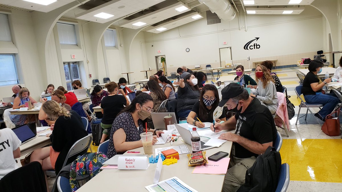 MathCoachMoya's tweet photo. ESSER teachers working hard during their last day of PD learning about problem structures and strategies for addition and subtraction! 💪🏽🙌🏽➕➖ #CFBISDMath https://t.co/6dk5GRsaWF