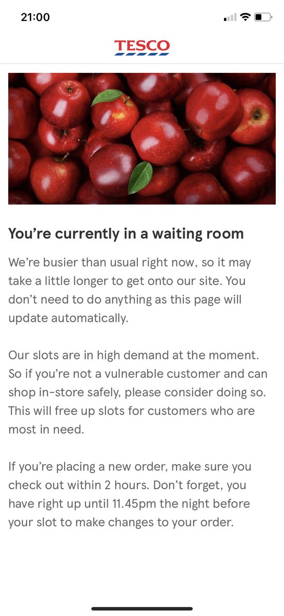 franlove3's tweet photo. @Tesco trying to update an existing order for vulnerable parents - hope this is sorted before the 11:45pm deadline to amend! https://t.co/yRC0m1NiPa
