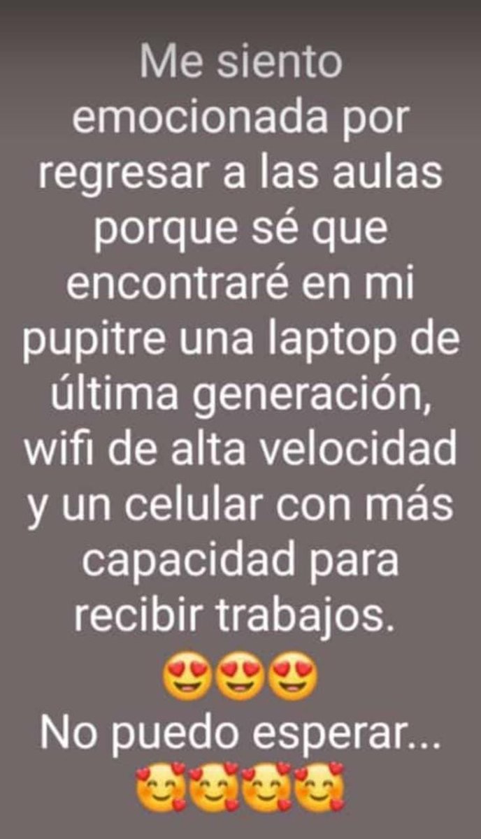 Espero en Dios la ministra nos reciba así al igual para los estudiantes,ya que durante todo este tiempo nos hemos costeado nuestros implementos d trabajo,quieren imitar a USA allá todos los centros de enseñanza cuentan con los implementos de trabajo,SI a la clases presenciales