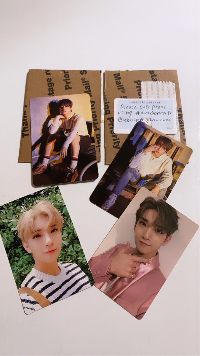 wookookz's tweet photo. My photocards came in safely! I love them tysm 🥰 @kevinmoon_com #ariGOproofs https://t.co/5e0wnSHCoP