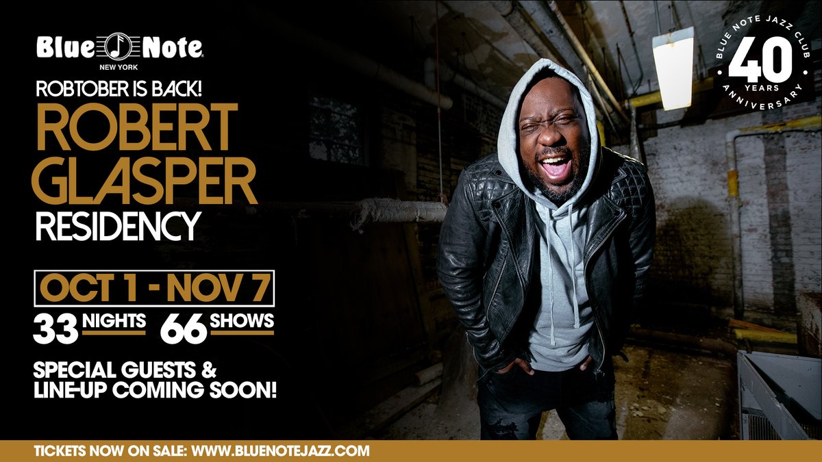 Highline Ballroom (@hlballroom) on Twitter photo Robtober is back! 66 Shows, 33 nights! Come join us at <a href="/BlueNoteNYC/">Blue Note New York</a> for another Robert Glasper residency. Special guests and line up will be announced soon. Get your tickets now!
ticketweb.com/events/org/243……...
#robtober #bluenote #jazz #nyc #robertglasper #rnb #soul #piano Robtober is back! 66 Shows, 33 nights! Come join us at <a href="/BlueNoteNYC/">Blue Note New York</a> for another Robert Glasper residency. Special guests and line up will be announced soon. Get your tickets now!
ticketweb.com/events/org/243……...
#robtober #bluenote #jazz #nyc #robertglasper #rnb #soul #piano