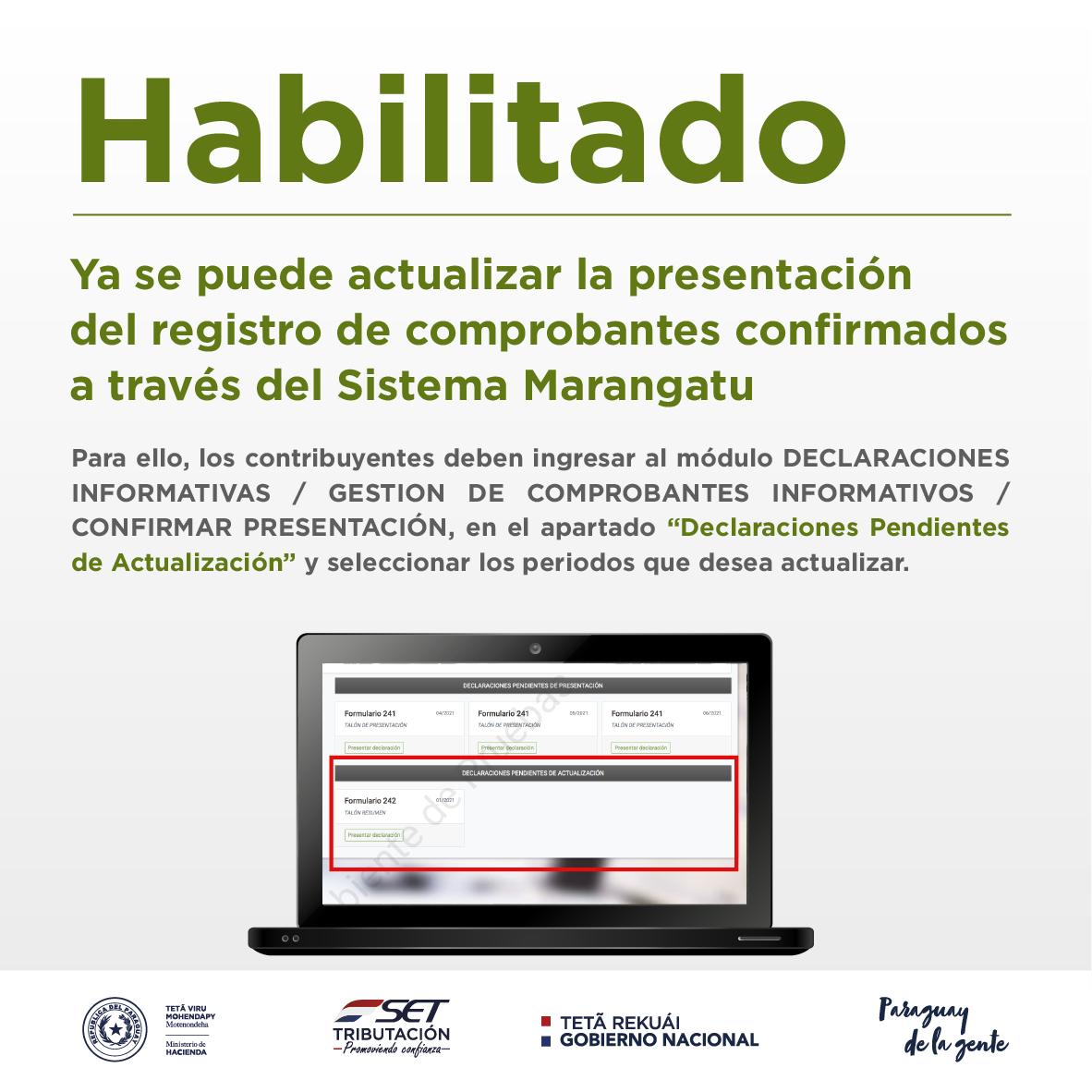 DNITpy's tweet photo. 💻| Nueva opción para actualizar la presentación del registro de comprobantes 👇 https://t.co/UGKGjoI78W