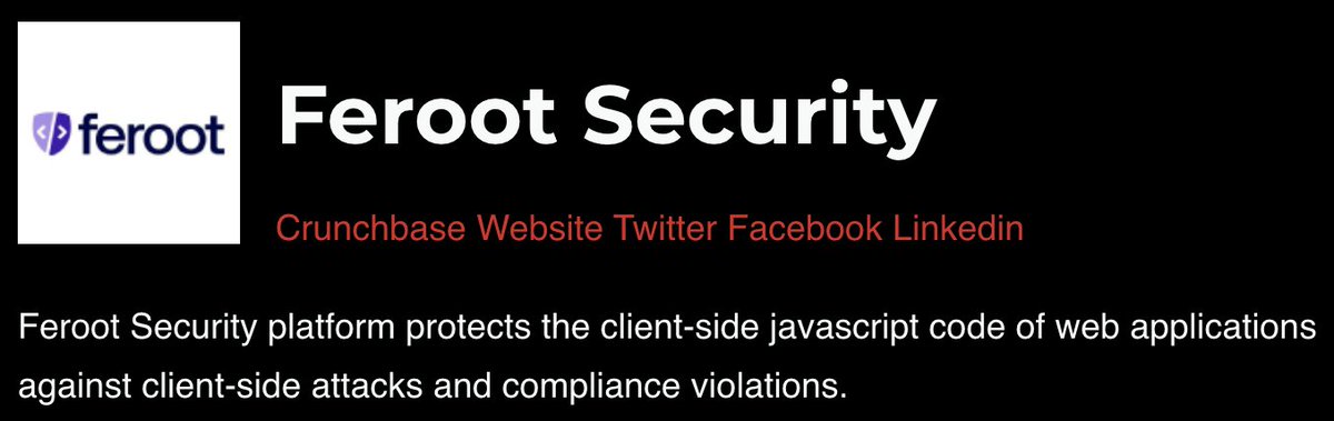 FerootSecurity's tweet photo. We're super proud to be listed along with some great companies in Best Startup Canada's 101 Top Cyber Security Startups and Companies in Canada! Read more here: https://t.co/lZkNbkVpHB
#appsec #cybersecurity #javascript #jssecurity #magecart #eskimming #formjacking https://t.co/vOivBliWmy