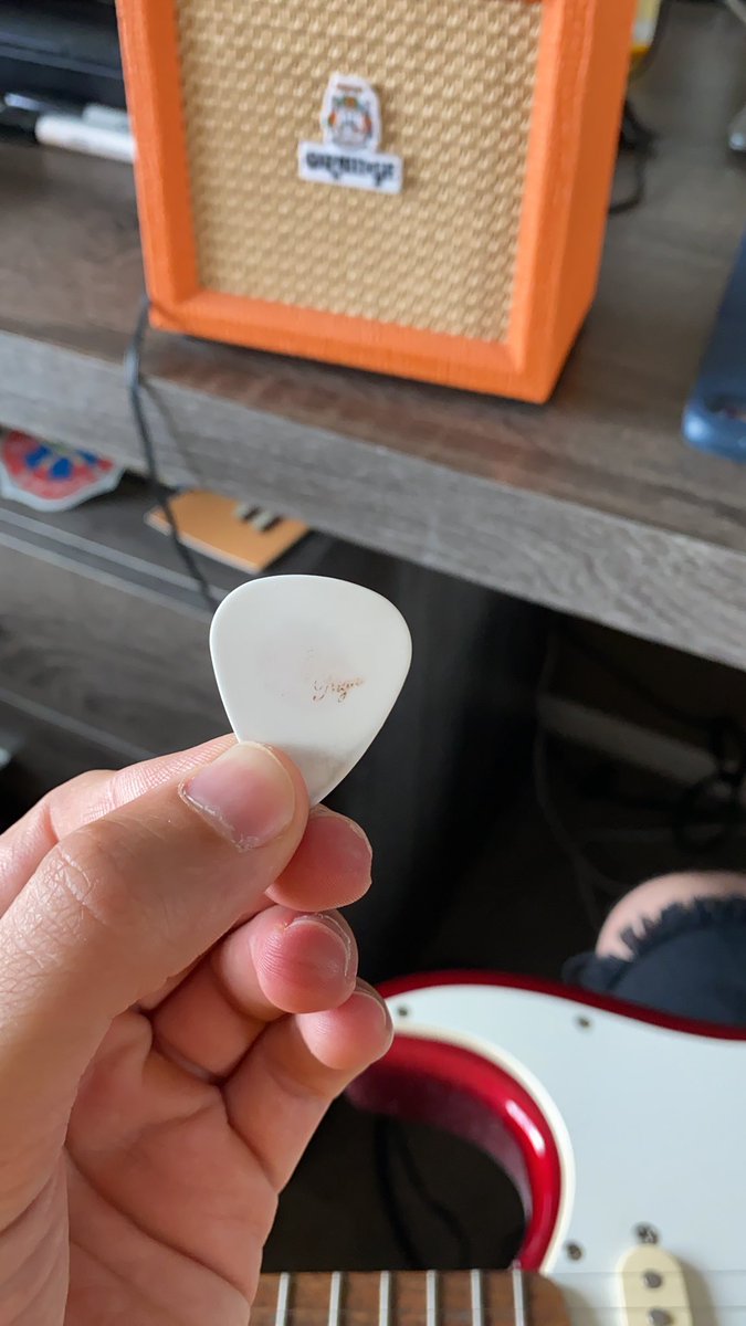 handlethedruth's tweet photo. @jackantonoff my amazing wonderful #ttsoosn guitar is already faded after two days of jamming away :( on the plus side the 🍅 is still perfect on the other side. Im not mad mind you, just wanted to let you know. ily https://t.co/RUSiPiMgUr