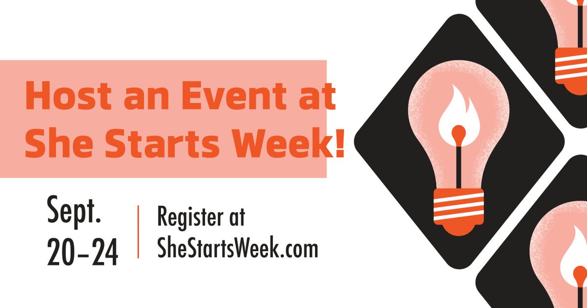TOMORROW is the last day to submit your event for She Starts Week!

She Starts Week is a week of events put on BY the Community FOR the community and we hope you can be part of it! Register your event here. → bit.ly/3kaubDD