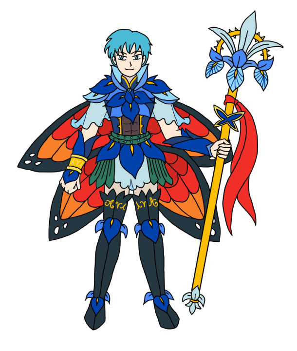 aviatrix8's tweet photo. Drew a resplendent dokkalfir Ephraim, using blue irises as inspiration ;) (Couldn’t decide which of these I liked more) #FEHeroes #fireemblem8 #fe8 https://t.co/EEBtTRrpve