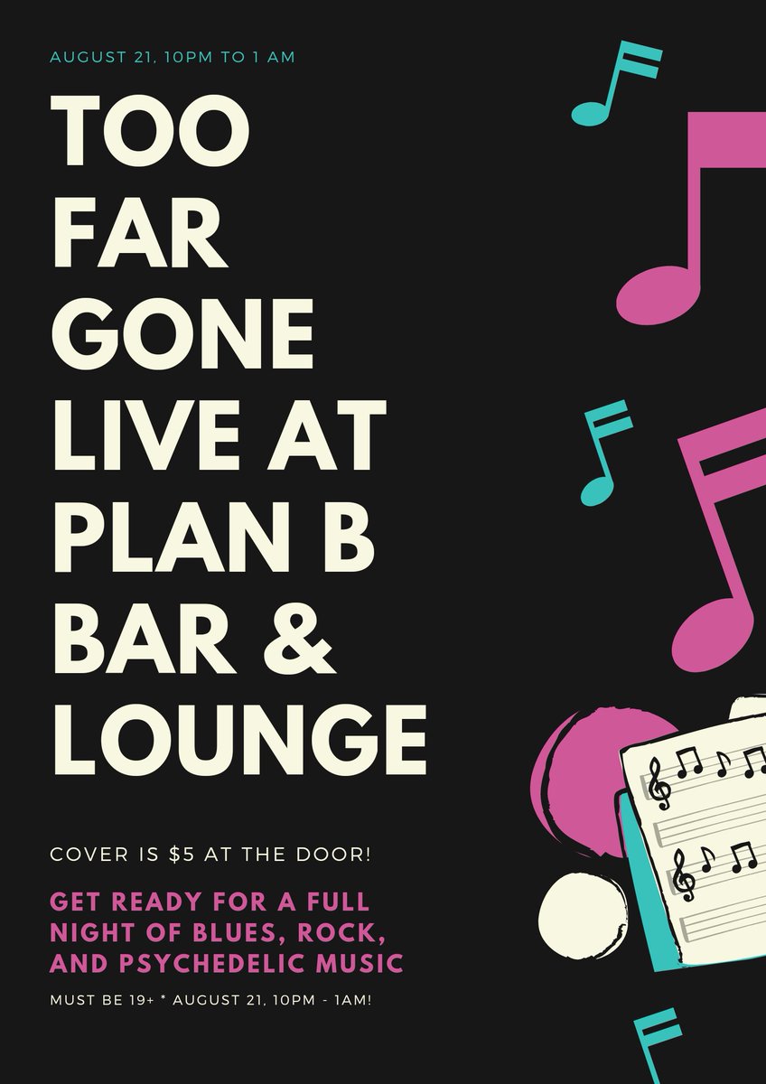 TooFarGone17's tweet photo. THIS SATURDAY! We're live at Plan B Bar and Lounge! Come see us at 10pm! #music #newfoundland #nllivemusic #blues #rock @NLLiveEvents https://t.co/Hq0MVR88mz