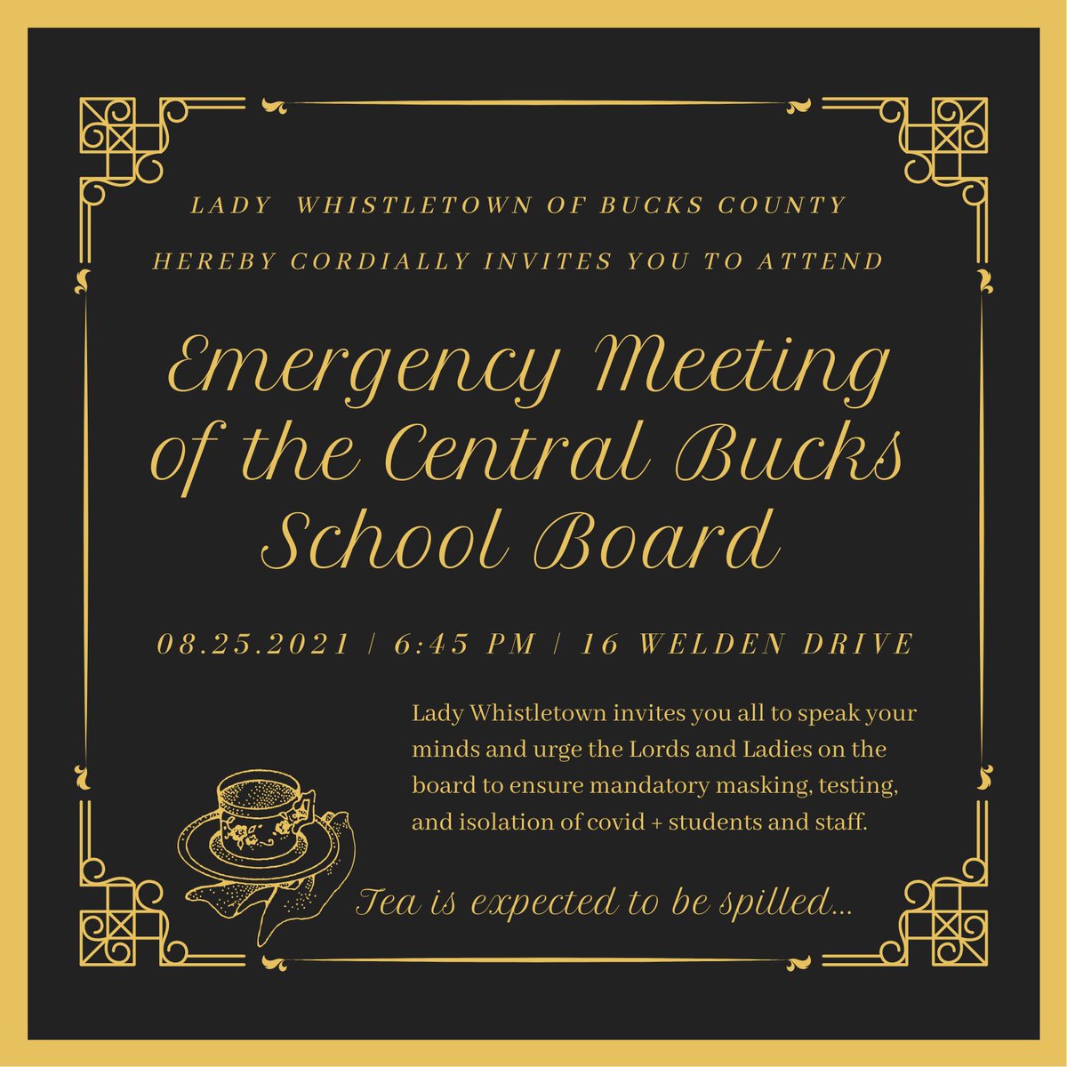 BWhistletown's tweet photo. The most anticipated event of the season is upon us. This author would be deeply offended if her invitation was declined. Will #drDamsker  appear given his recent fall from grace?  Will #LittleLordReopen dare to attend? #cbsd #PA01 #ditchdamsker #spillthetea https://t.co/BPKzvvVy2B
