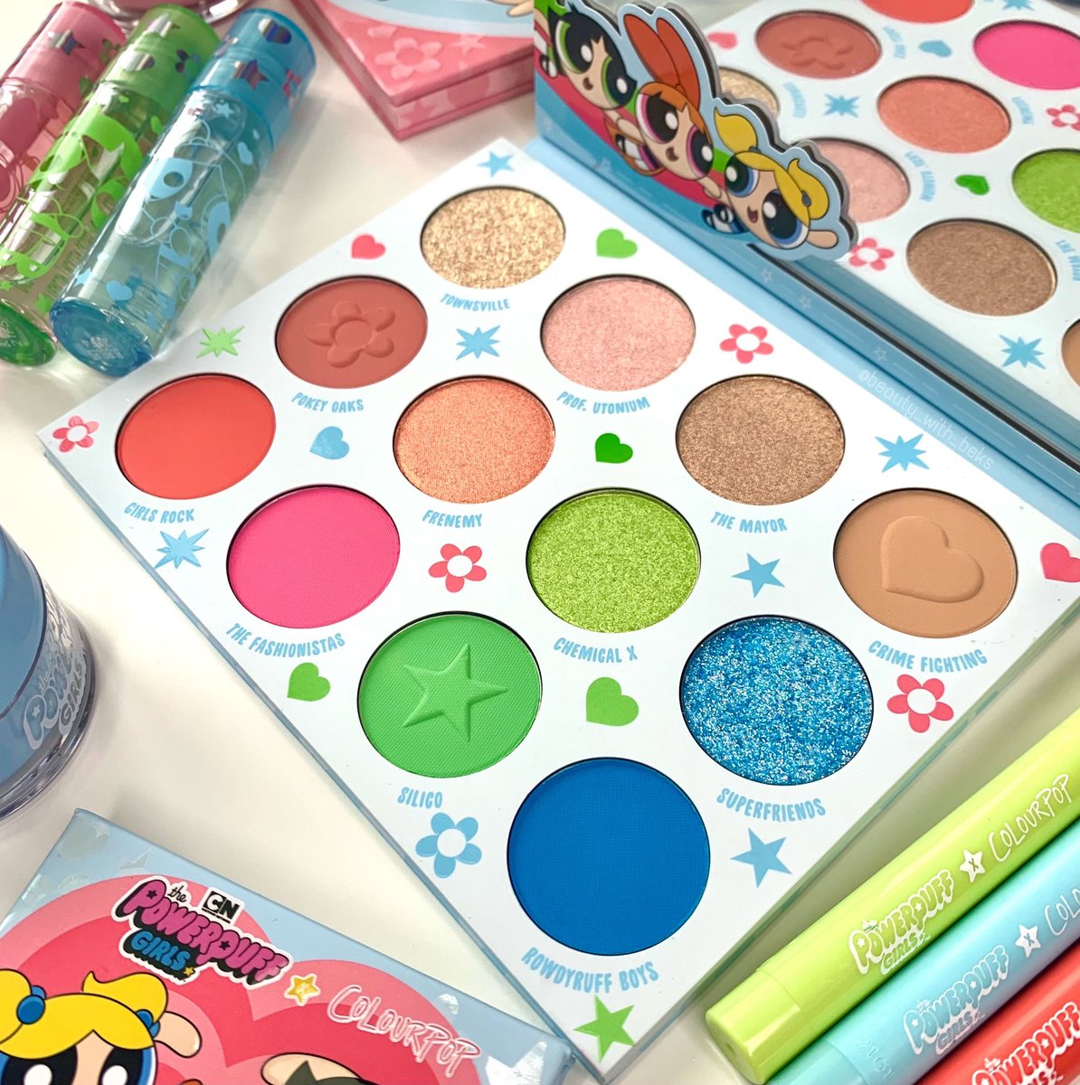 Powerpuff Girls palette from <a href="/ColourPopCo/">ColourPop Cosmetics</a> 💖💚💙 I adore this entire collection😍 #PowerpuffGirlsXColourPop #powerpuffgirls #colourpop #colourpopme