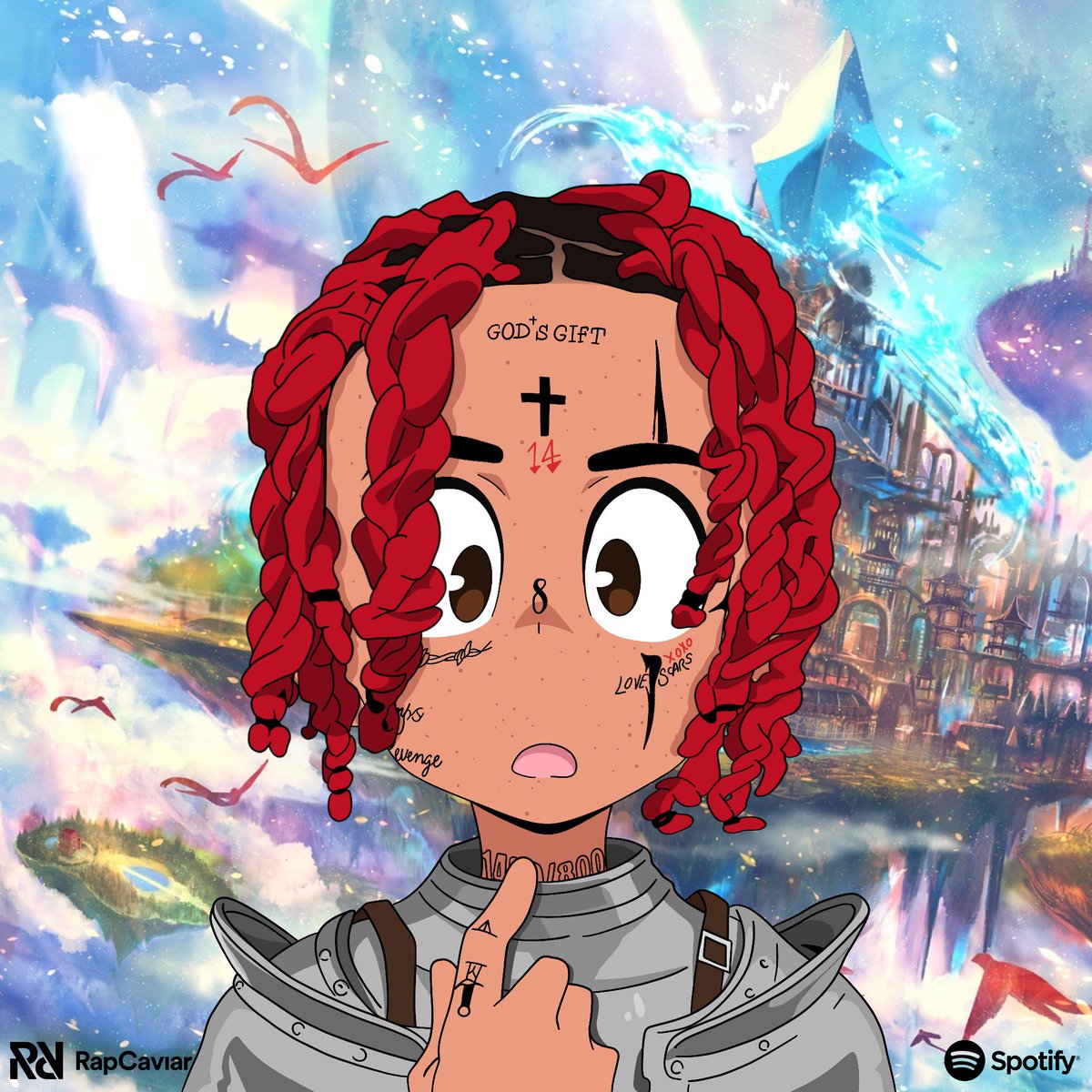 Trippie Redd Trippie Smoke Redd Eyes Anime Poster  Postertok