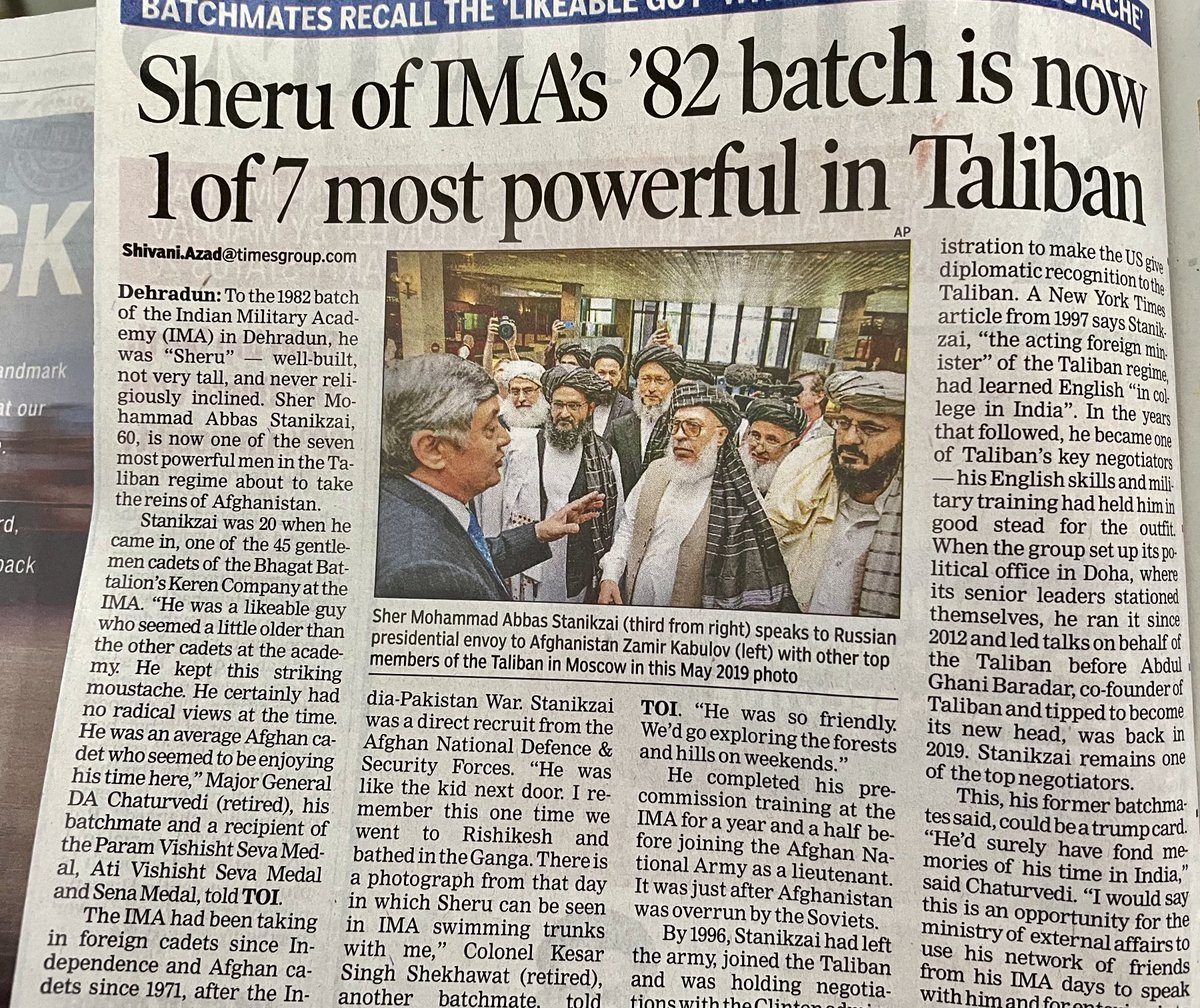 smitaprakash's tweet photo. ‘Sheru’ at Indian Military Academy was such a “likeable guy”, “no radical views”, “so friendly”, went “exploring the forests &amp; hills on weekends”. Now he is a powerful man in Taliban regime. https://t.co/MsZ3EnIHTO