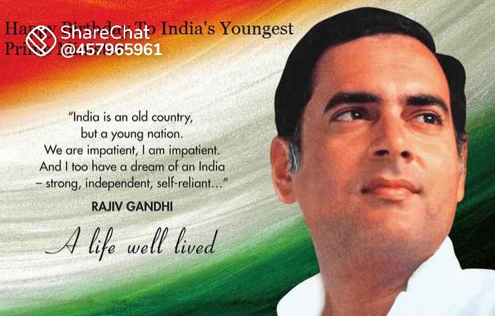 Happy Birthday Former Prime Minister of India Rajiv Gandhi Sir      
