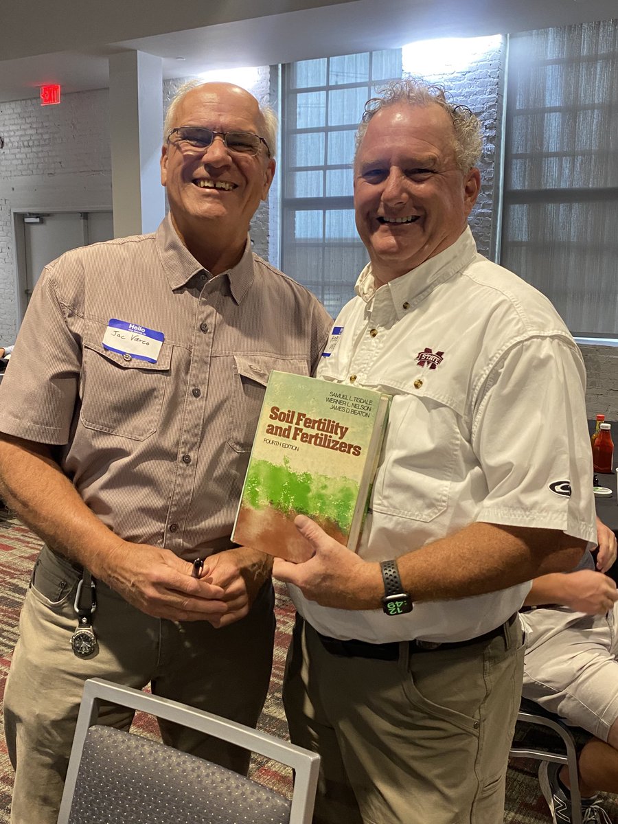 RobWebb_'s tweet photo. Attended a cover crop seminar this week in Starkville and one of the presenters was Dr Jac J Varco, retired Agronomy Professor.  I was a student of his 31 years ago in Soil Fertility at Miss State.  I still have the book from his class…he got a kick out of that…HAIL STATE https://t.co/3zahJ7KdzA