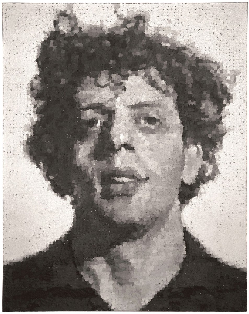 EdAdams's tweet photo. RIP Chuck Close, whose remarkable portrait of Philip Glass followed me through college and the years thereafter. https://t.co/srUsEq5yuE
