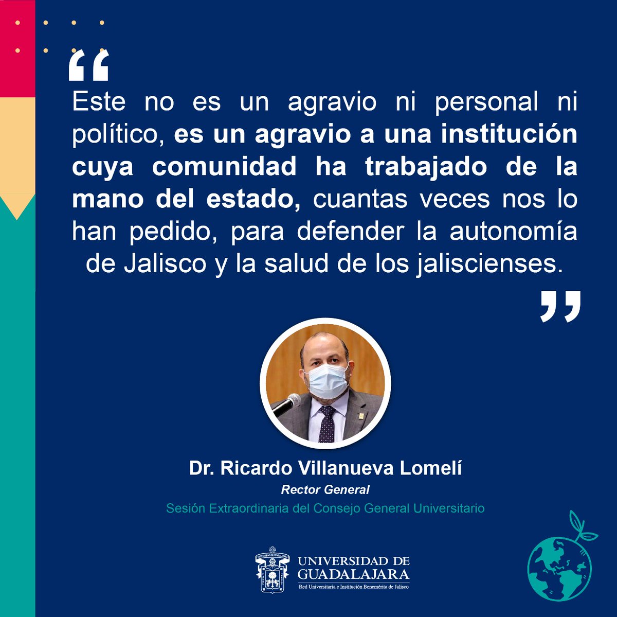udg_oficial's tweet photo. La Universidad de Guadalajara siempre ha estado en disposición de ayudar cuando se ha necesitado, sin embargo, hoy nos encontramos en una situación que pone en riesgo nuestro patrimonio y autonomía como Casa de Estudios. https://t.co/a1D00muNhC