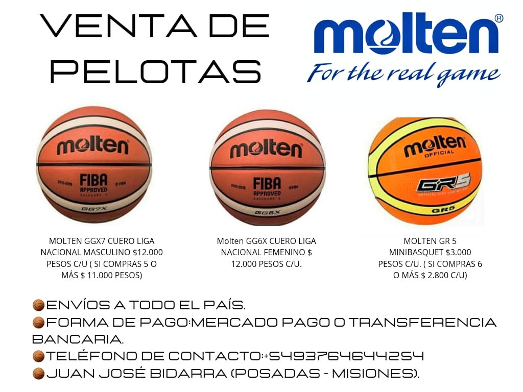 NO DEJES PASAR ESTÁ OPORTUNIDAD!!! 
 TÚ BALÓN ORIGINAL MOLTEN. 
A PRECIOS INCREÍBLES!!!
POR CANTIDAD LO MEJORAMOS. 
INFO. 3764-644254.