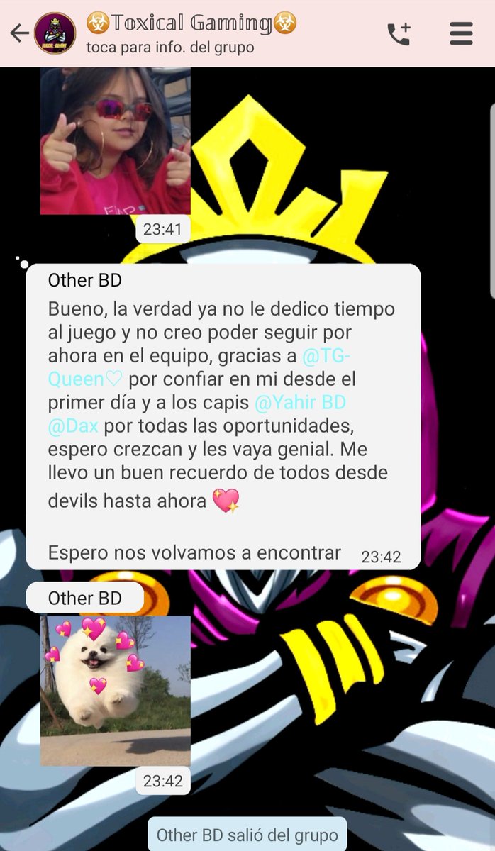 🥺Hoy me toca despedirte, sabes que siempre serás parte de nuestro equipo,gracias por todo este tiempo compartido y espero que la vida te llene de momentos hermosos y logres todo lo que te propongas, te vamos a extrañar, esperamos regreses pronto,Muchos Éxitos🥺 <a href="/Other_loon/">Other✨</a>
