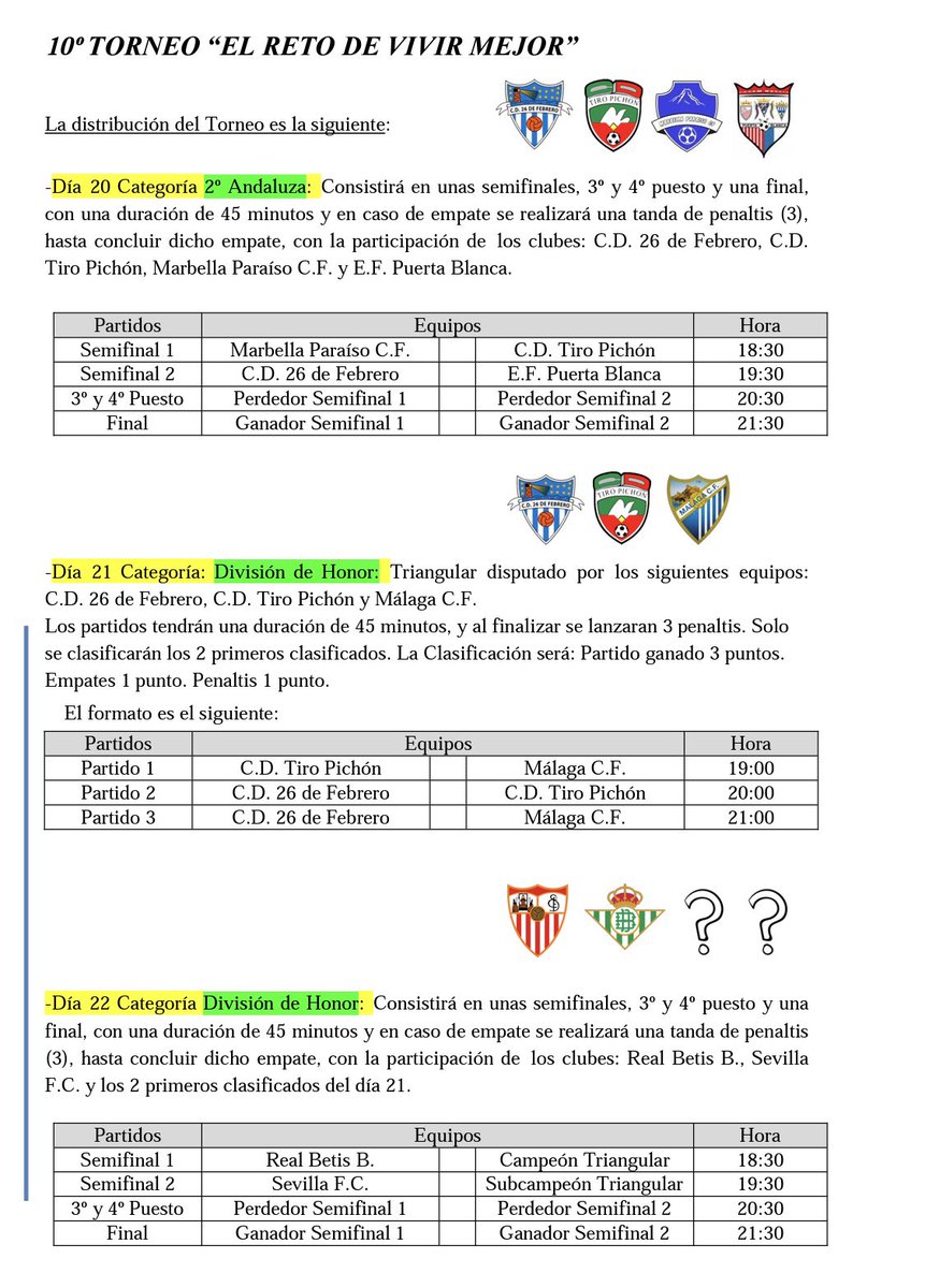 🔊 10º Torneo “ El Reto de Vivir Mejor”

🗣 Torneo en la categoría Cadetes comienza este Viernes 20 hasta Domingo 22 #pretemporada 2021/2022.

📹¿Quieres disfrutar? Que no te lo cuenten y nos vemos a las 19:00h. 

📱 #LosMejoresTorneosdeVerano
✌ <a href="/CD26_de_Febrero/">CD 26 De Febrero</a>