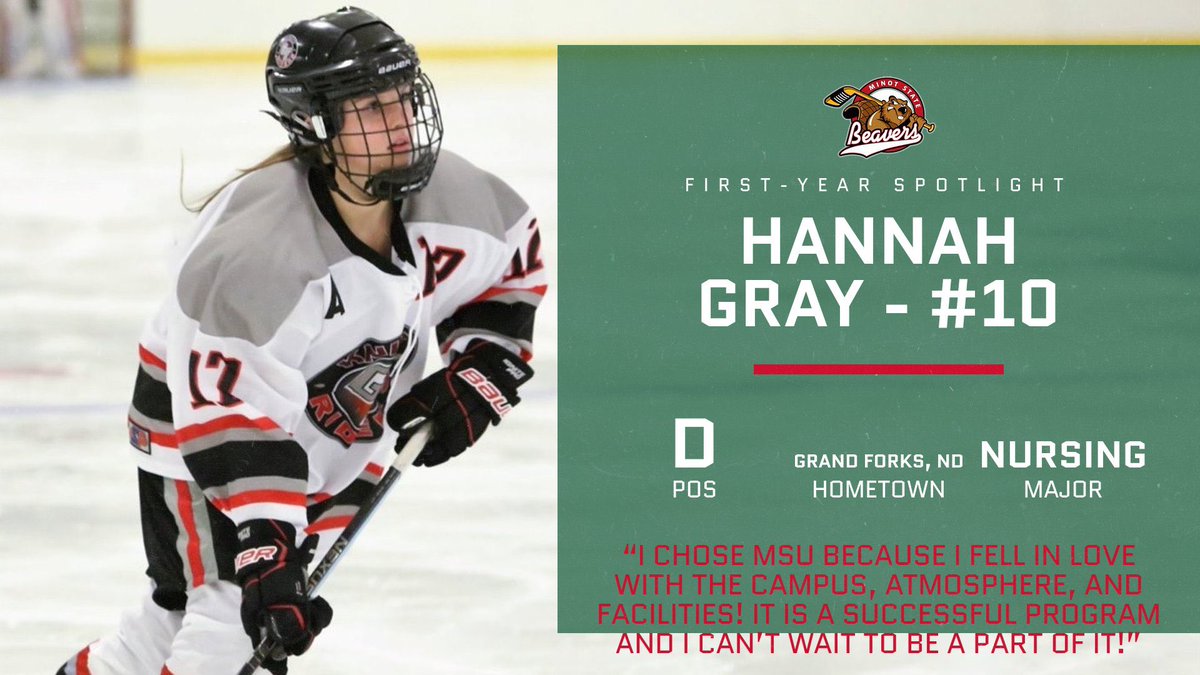 🚨FIRST-YEAR SPOTLIGHT🚨

Welcome incoming recruit, #10 Hannah Gray, to the program for the upcoming season!

A defenseman hailing from Grand Forks, ND, Hannah will major in Nursing! #JoinTheColony