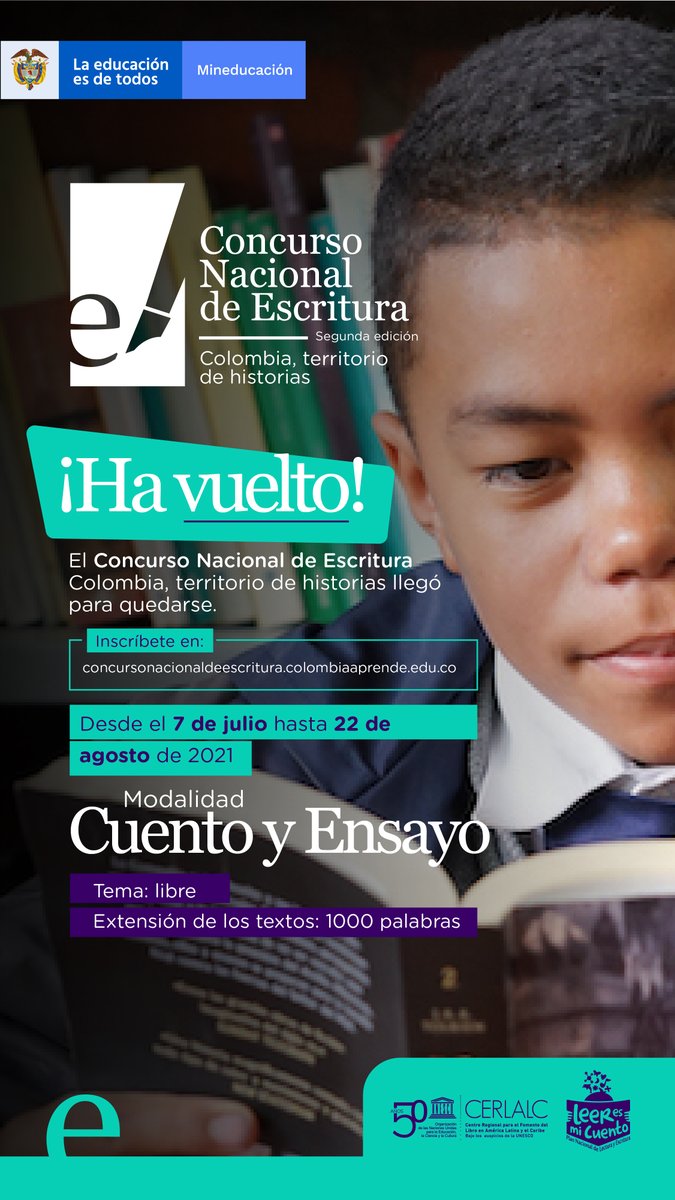 AlcaldiadePaya's tweet photo. 📢 Ya están abiertas las inscripciones a la segunda edición del #ConcursoNacionalDeEscritura: Colombia, Territorio de Historias 🇨🇴 ¡No te pierdas la oportunidad de participar! Escribe en 1.000 palabras un cuento o un ensayo e inscríbete 👉 https://t.co/7pmHf3nc9I https://t.co/YTJU6eHH5r