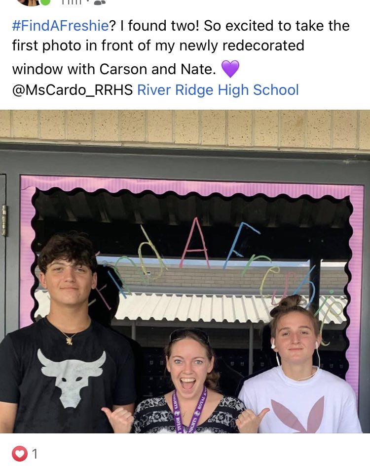 Ms. Cardo (@mscardo_rrhs) on Twitter photo Awesome! Mrs. Beavers joining in the Find-a-Freshie Challenge! Welcome, Carson and Nate!!! <a href="/rrhsknights/">River Ridge Knights</a> <a href="/RoyalZetch/">Dr. Zetzsche</a> Awesome! Mrs. Beavers joining in the Find-a-Freshie Challenge! Welcome, Carson and Nate!!! <a href="/rrhsknights/">River Ridge Knights</a> <a href="/RoyalZetch/">Dr. Zetzsche</a>