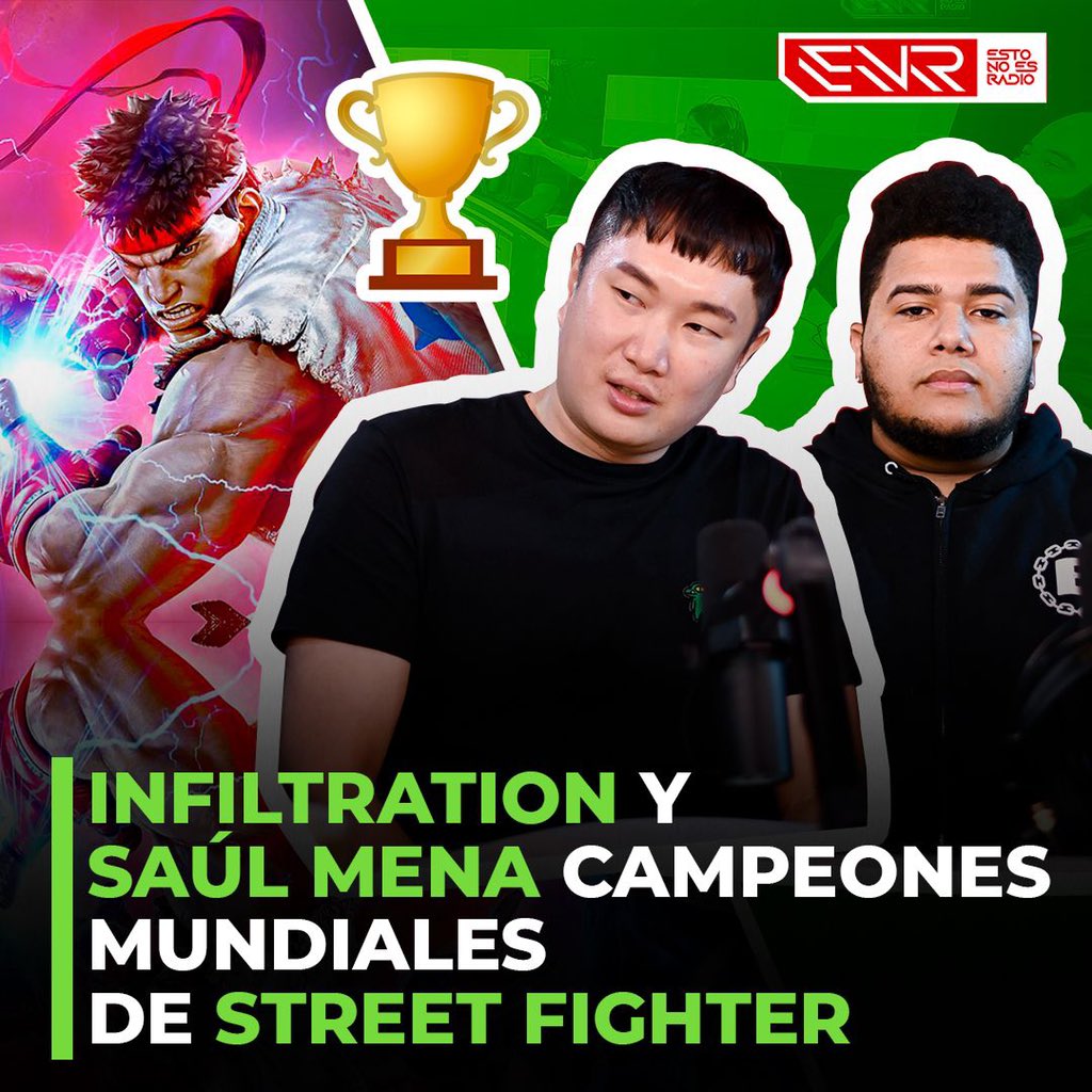 estonoesradioTW's tweet photo. ENTREVISTA HISTÓRICA A CAMPEONES MUNDIALES DE STREET FIGHTER, @INFILTRATION85 y el dominicano Saúl Mena.

No te la pierdas en el siguiente enlace: 

https://t.co/7ThVNfLGoS

#EstoNoEsRadio https://t.co/wnIincQ54h