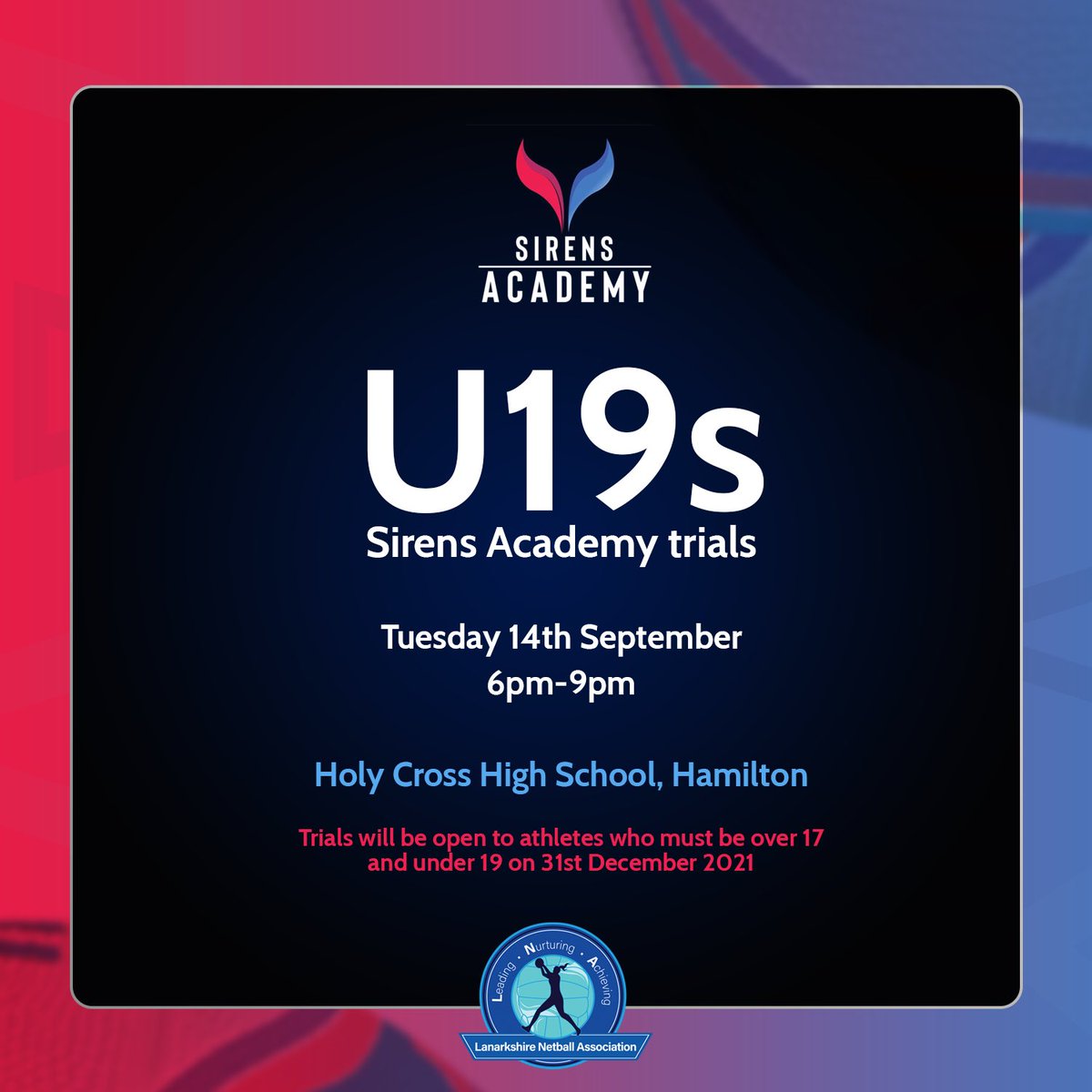 LANARKSHIRE U19 SIRENS ACADEMY TRIALS

Trials - 14 September 2021

We are excited to announce that we are now accepting applications for the Lanarkshire U19 Sirens Academy 2021/22

Details are below - APPLY NOW! - 

docs.google.com/forms/d/e/1FAI…