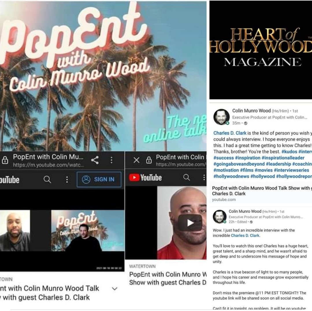 What an honor to not only be interviewed by one of Heart of Hollywood Magazine top writers but to also be on his phenomenal show " POP ENT with Colin Muro Wood " Colin Munro Wood ! All of you are amazing and proud of you 🌟 

Click on link to view
youtube.com/watch?v=fMZgBb…