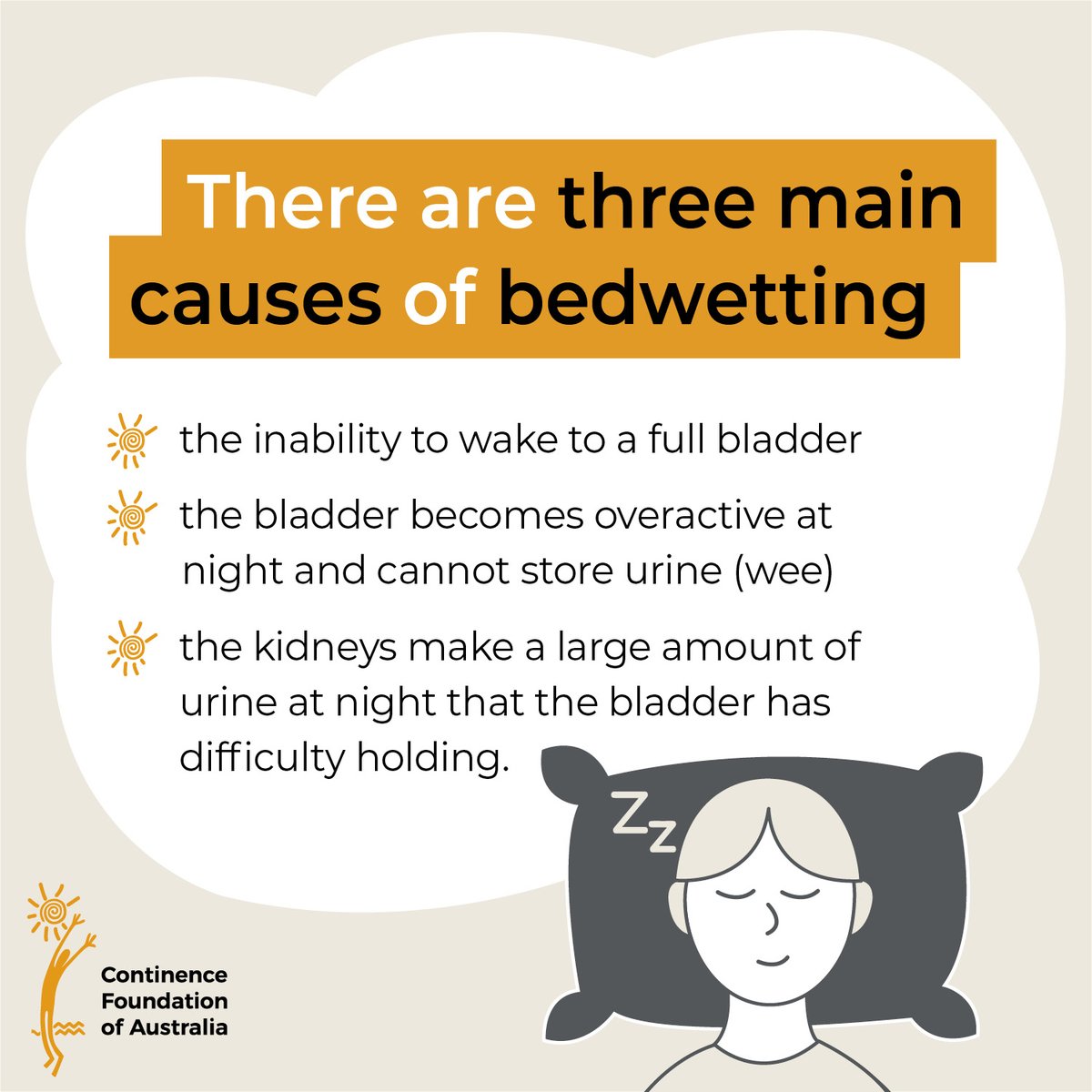 AusContinence's tweet photo. Bedwetting happens when the bladder empties involuntarily during sleep. It can often be a source of worry for parents and children who are affected but help is available. 

https://t.co/pywxh5n7SM https://t.co/8xxggJ8n4d