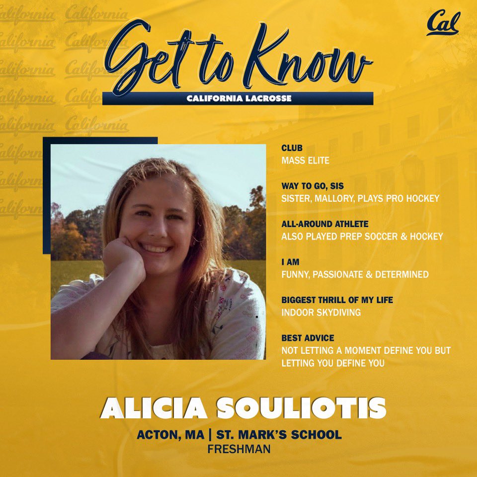 CalWLax's tweet photo. 👋Time to meet Freshman, Alicia! https://t.co/4xFjNlOS9n