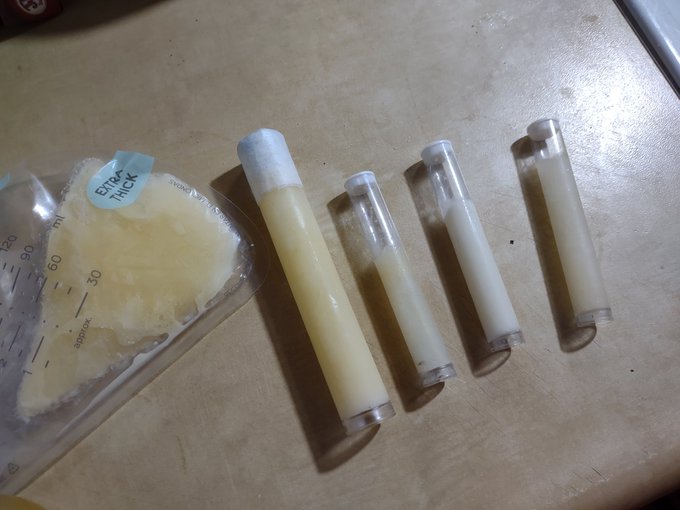 Ready to start milking for me daddy. 😘😘 Small tubes $30. Big tubes $50. Small bag $20. Dm me.... https://t