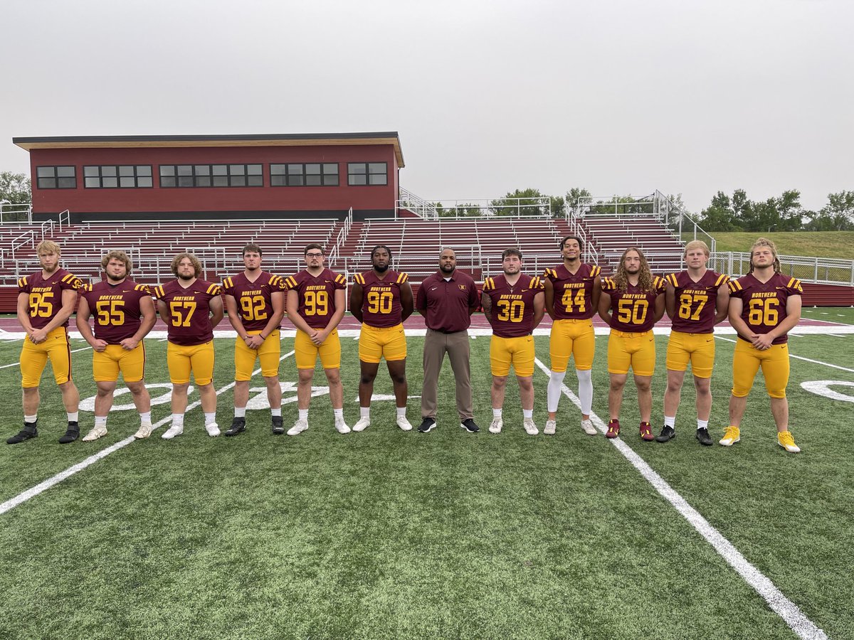 2021 MSUN Dline. I’m very proud of these young men! They work hard everyday to get better. It’s a dream come true to be coaching at Northern. Thank you to my family, especially my wife Cortney for always believing in me. Kellen, Ryker anything is possible.