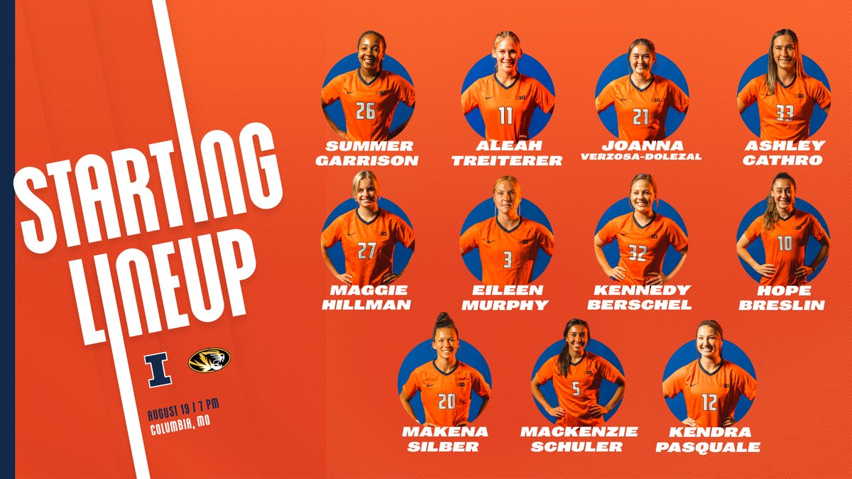 Illinois Soccer (@illinisoccer) on Twitter photo Starters for the #Illini vs. Mizzou! 🔶⚽️🔷
<a href="/mlschuler13/">Mackenzie Schuler</a> is the starting GK for the match. Starters for the #Illini vs. Mizzou! 🔶⚽️🔷
<a href="/mlschuler13/">Mackenzie Schuler</a> is the starting GK for the match.