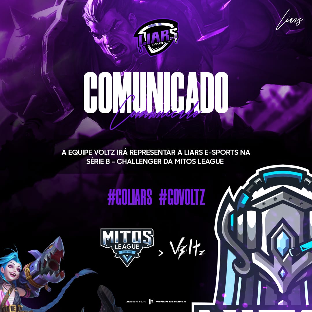 liarsesports's tweet photo. A equipe Team Voltz será nossa representante na SEASON 2 da série B - Challenger da @MitosLeague / @WildRiftBR
#GoLiars #GoVoltz https://t.co/RURVYidkuy