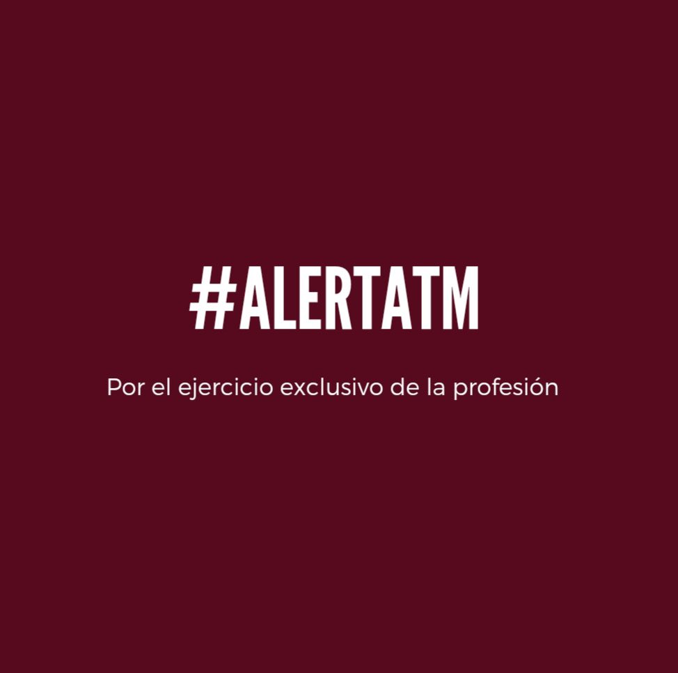 Por el ejercicio exclusivo de la profesión y la inclusión de las 5 especialidades en el código sanitario.
Debemos dejar de ser los invisibles de la salud.
#alertaTM 
#TMalcodigo