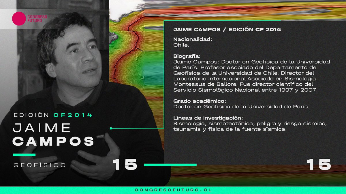 congresofuturo's tweet photo. Nuestra #CFCards de esta semana destaca al sismólogo chileno Jaime Campos Muñoz. El reciente terremoto en #Haití nos conmueve profundamente y nos recuerda que nuestro país también es susceptible a los desastres sísmicos. ¿Sabías que el terremoto del Maule en 2010 fue “predicho”? https://t.co/w2aZJkimGw