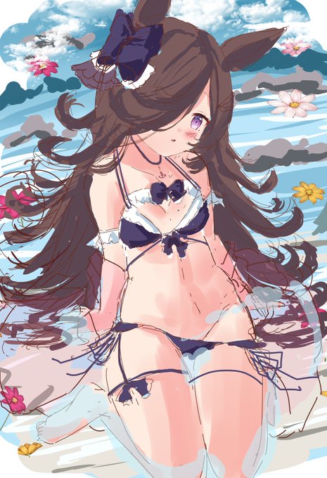 水着ライスちゃんラフ〜 