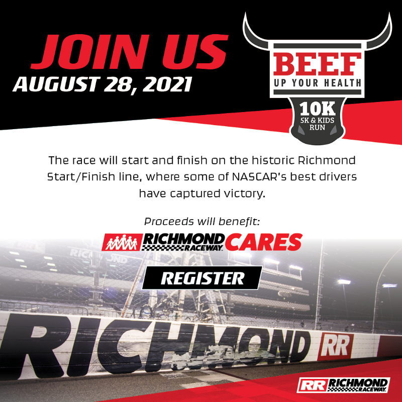RichmondRaceway's tweet photo. We're one week away! Be sure to register today for our @Beef Up Your Health 10K today! #VABeef
