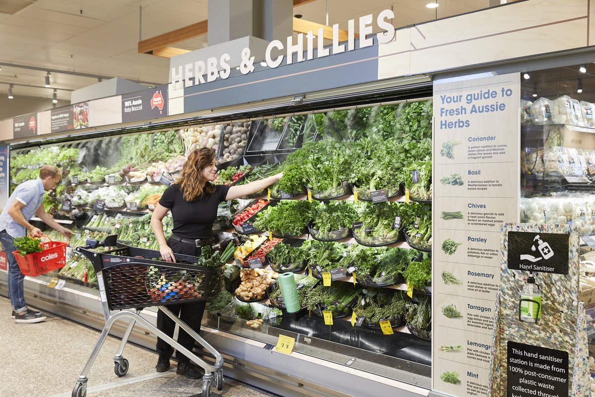 Coles's tweet image. Delighted to win the Most Innovative Supermarket at the @findercomau Innovation Awards for our newest innovation store in Moonee Ponds! The store was designed to set a new standard in supermarket sustainability and brings to life our refreshed #TogetherToZero strategy