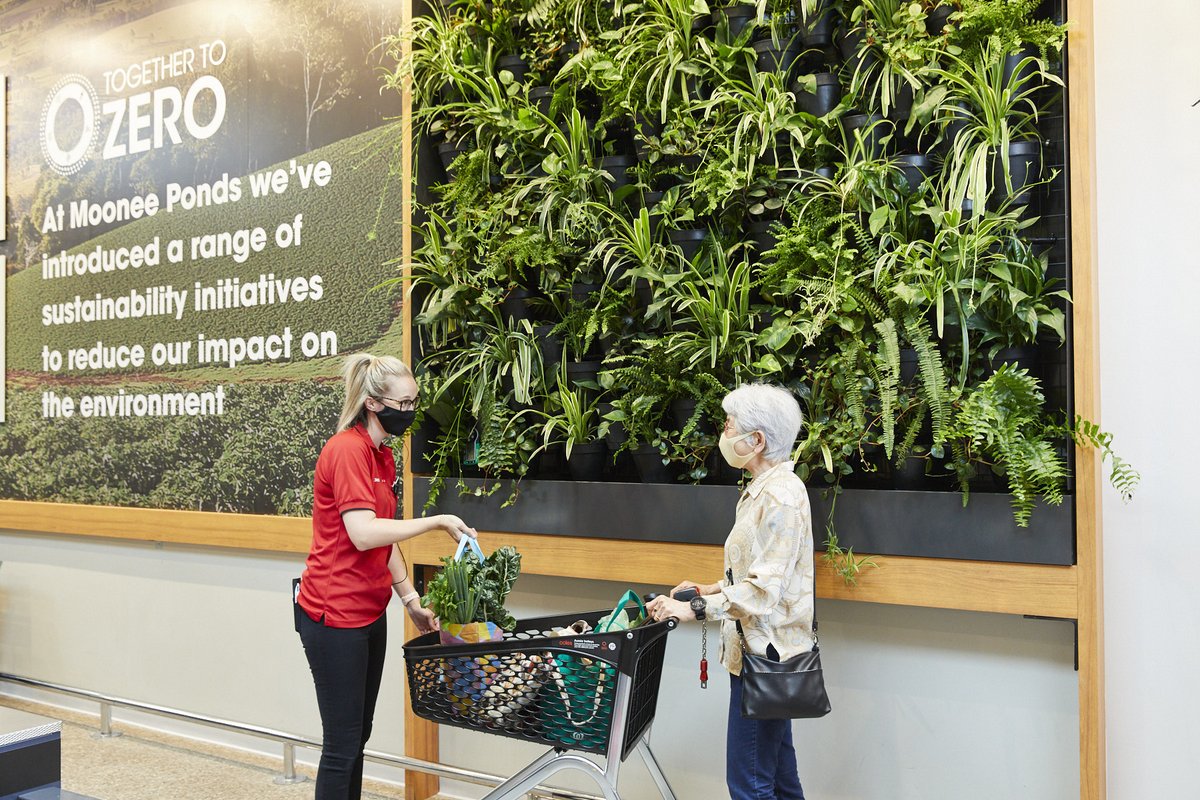 Coles's tweet image. Delighted to win the Most Innovative Supermarket at the @findercomau Innovation Awards for our newest innovation store in Moonee Ponds! The store was designed to set a new standard in supermarket sustainability and brings to life our refreshed #TogetherToZero strategy