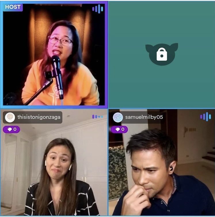 Manaygiesam's tweet photo. #Repost -  Screen shots pa more … #SamTin virtual reunion w/ Direk Cathy (cto) @samuelmilby  &amp; #ToniG https://t.co/3FYCgA7s6M