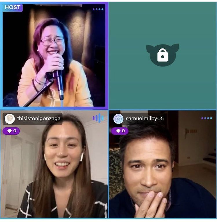 Manaygiesam's tweet photo. #Repost -  Screen shots pa more … #SamTin virtual reunion w/ Direk Cathy (cto) @samuelmilby  &amp; #ToniG https://t.co/3FYCgA7s6M