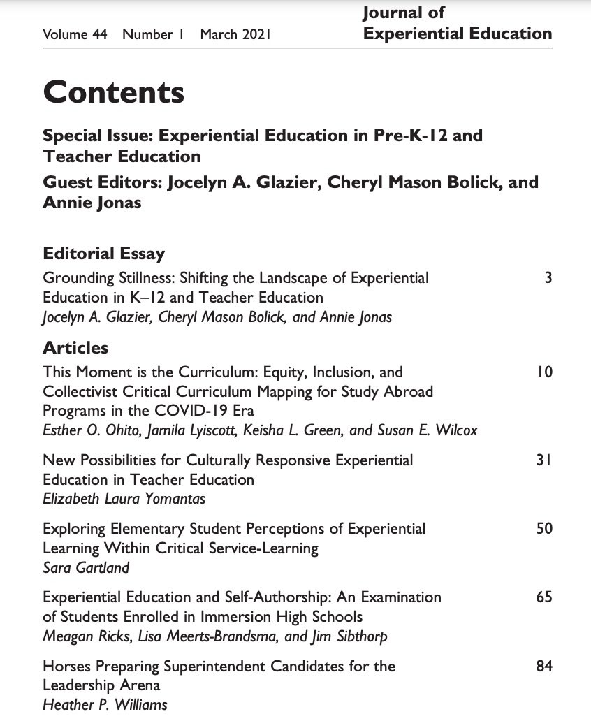 drsaragartland's tweet photo. First solo-authored article was published in a JEE Special Issue earlier this year 🎉 about #elementary #student perceptions of their @NIDPhilly #CriticalServiceLearning experience #StudentVoice #ExperientialEducation https://t.co/iT2mEnRCn0