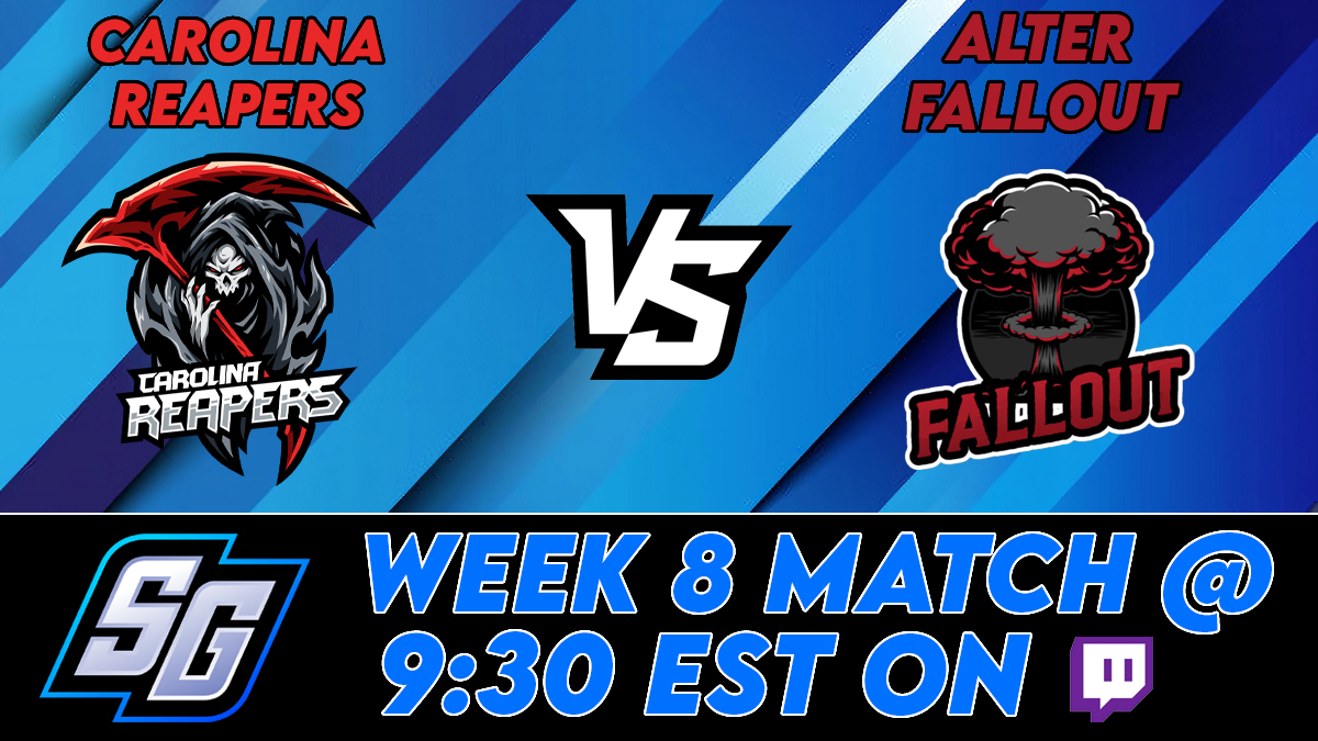 Come Watch <a href="/CarReapers/">Carolina Reapers</a> and <a href="/FalloutGG/">The Official Fallout</a> play their final game of the Regular Season tonight at 9:30 on the Static Gaming Twitch! Good Luck to both teams!

twitch.tv/staticgamingle…