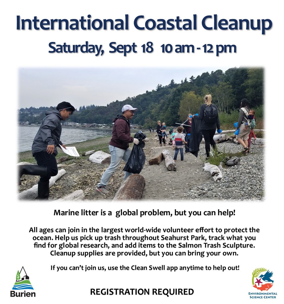 Register for a worldwide cleanup next month at Seahurst Park! envsciencecenter.org/international-…