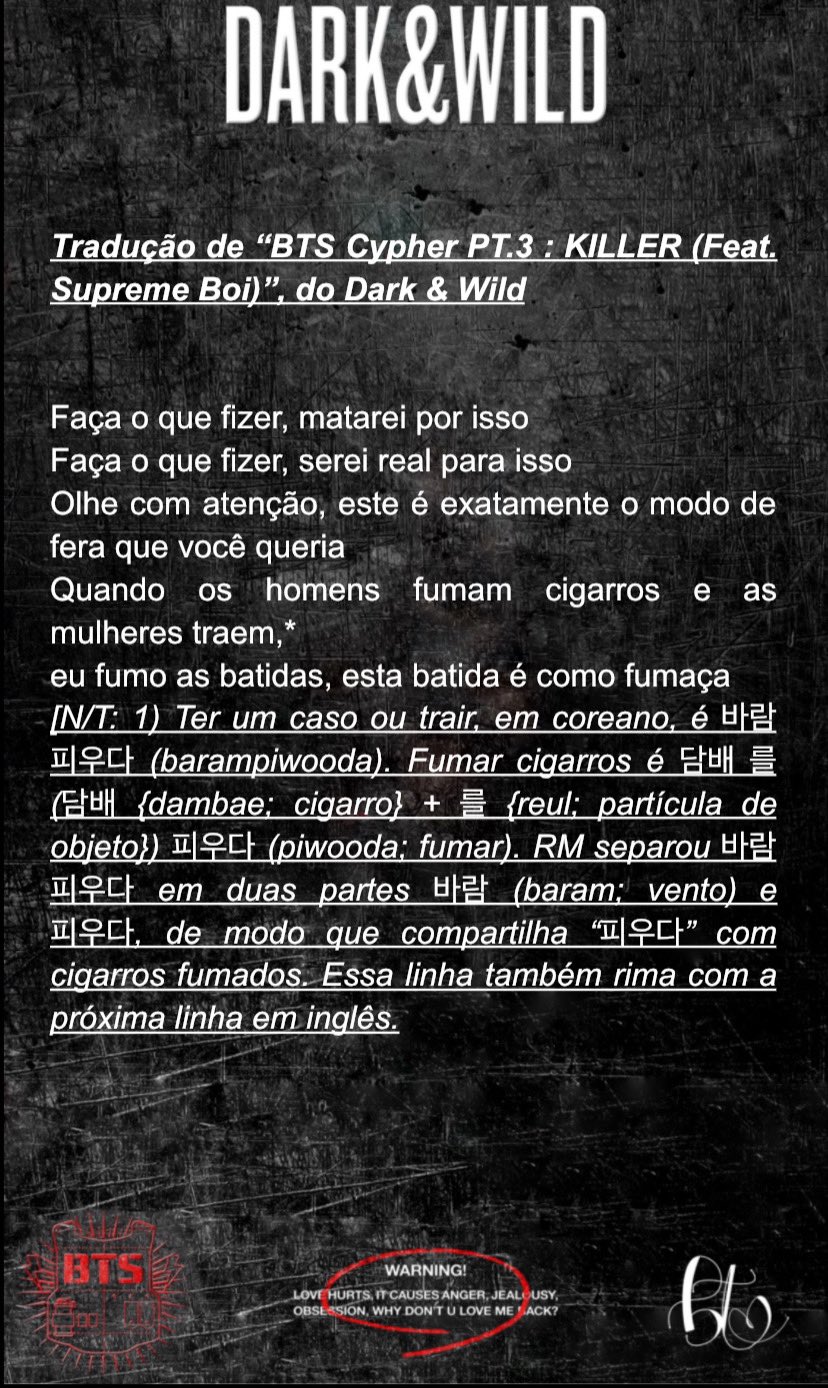 BTS TRADUÇÕES 🤍 on X: 🎼  Tradução de BTS Cypher PT.3 : KILLER