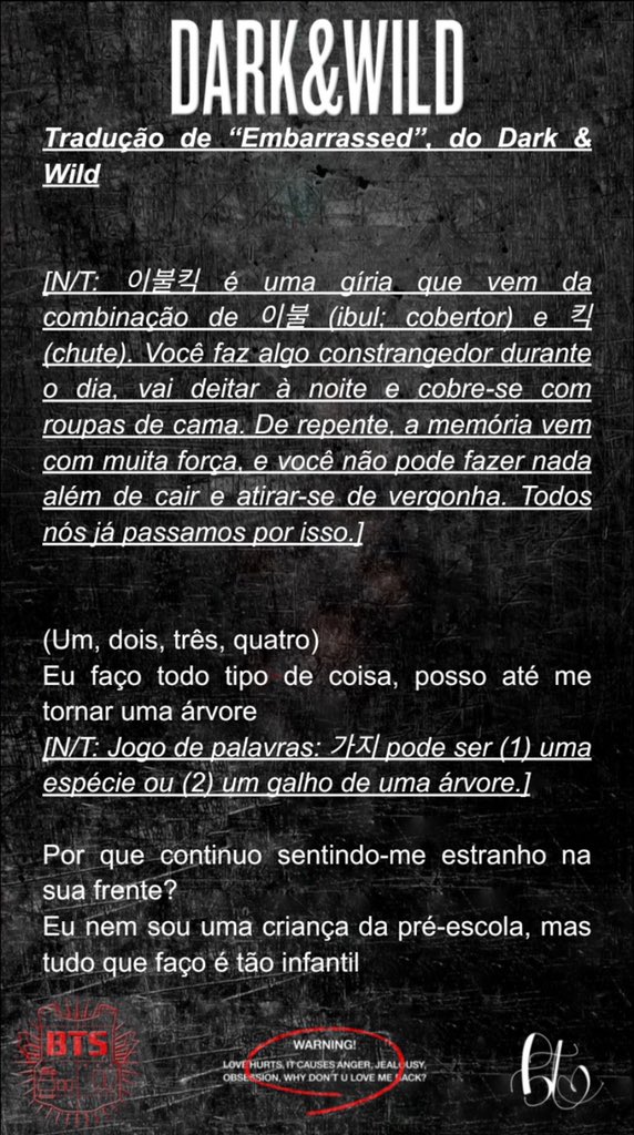 BTS TRADUÇÕES 🤍 on X: 🎼  Tradução de Embarrassed, do Dark