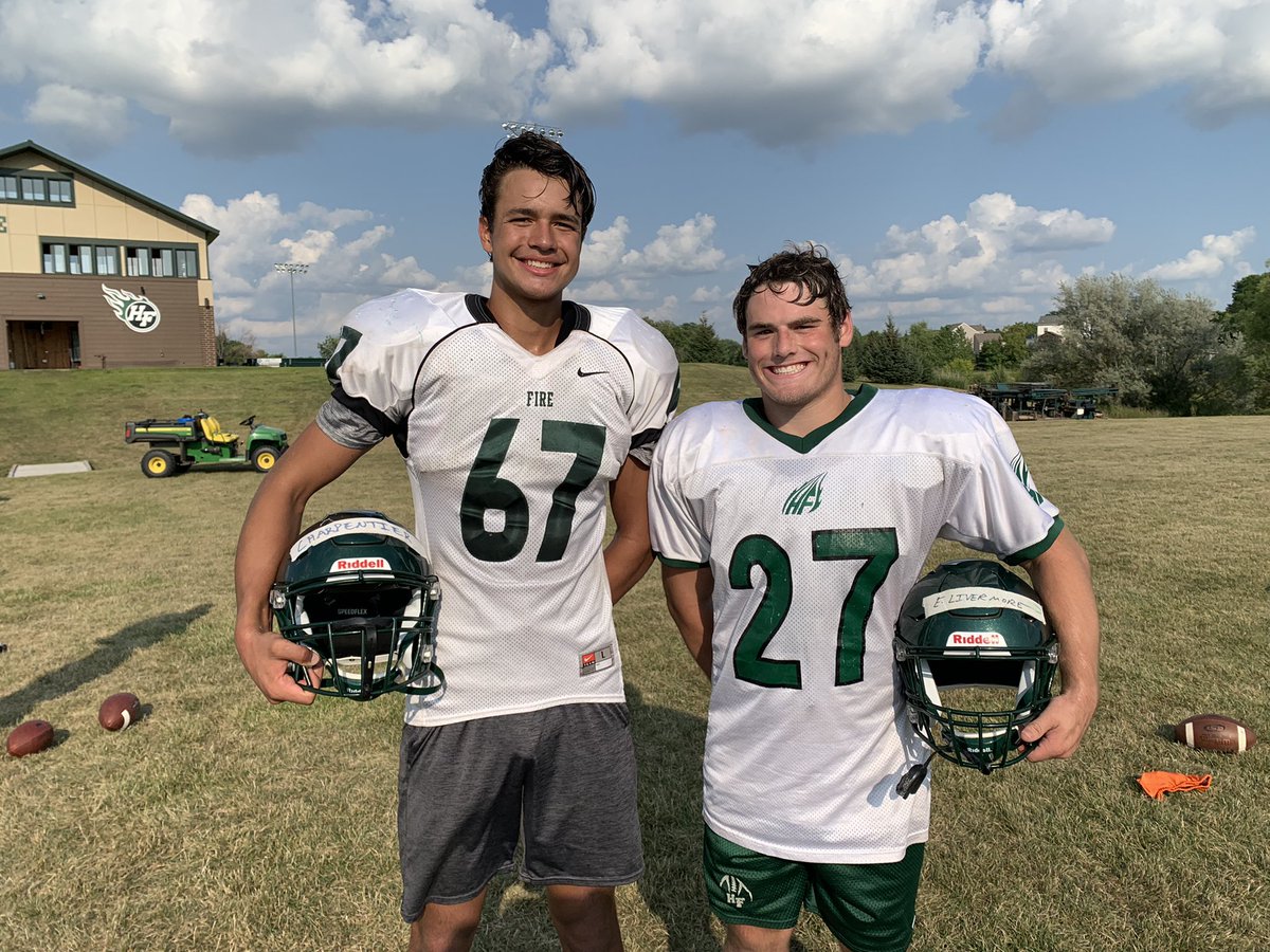HolyFamilyFB's tweet photo. We are proud to announce our two Senior Captains for the 2021 Season!

Voted on by their peers, and couldn’t have two better representatives for Fire Football! 

Nick Charpentier and Ethan Livermore. 

#LetsGiveEmThree 👏 👏 👏 

#Congrats #Leaders https://t.co/fxlqz38ChB