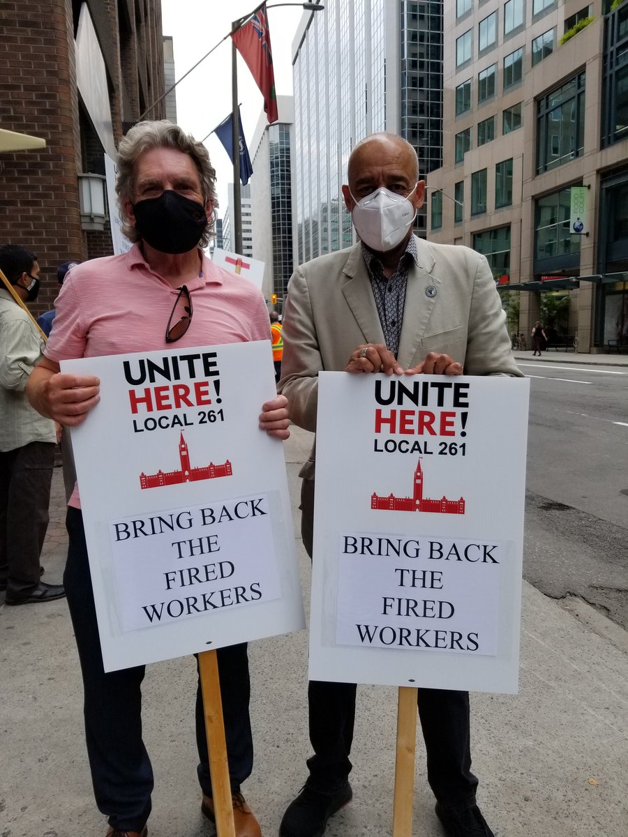 UNITEHERE261's tweet photo. Sean Mckenny, President Ottawa Labour Council and Larry Rousseau, Vice President, CLC in solidarity with workers fired by the Sheraton Ottawa Hotel.#shameonthesheraton https://t.co/U0TflYnyQX